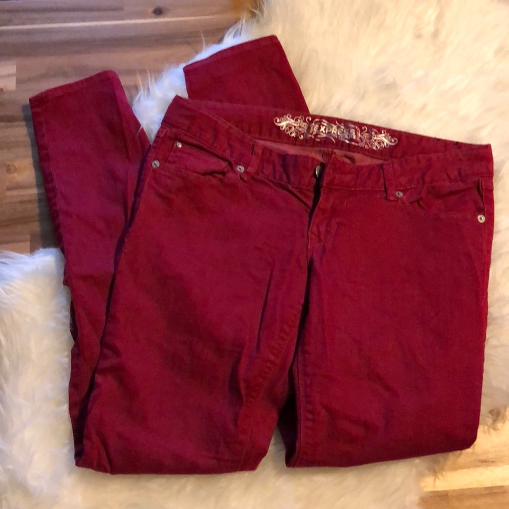 Express skinny red jeans